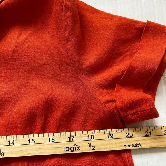J.Jill Love Linen Zinnia Saffron Orange Shirtdress S Lagenlook Coastal - Picture 16 of 16